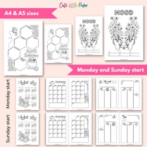 2024 Bullet Journal Monthly Pages Set. 120 printable bujo pages. Sunday and Monday start PDF. 2024 Monthly Planner Pages. 2024 Monthly BuJo. image 10