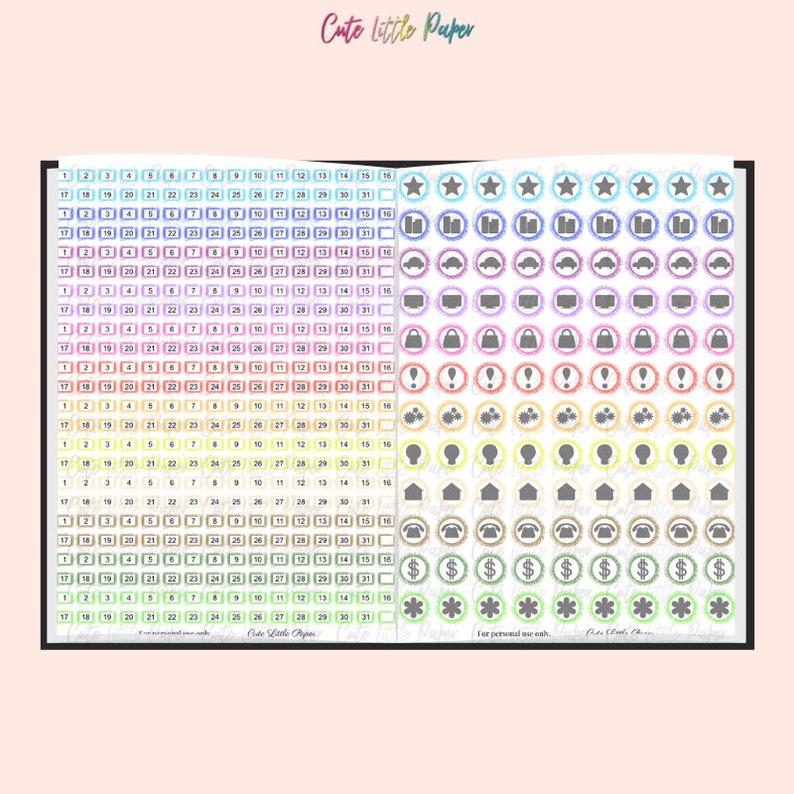 Color Coding Pastel Stickers Bundle printable functional mix stickers set image 6