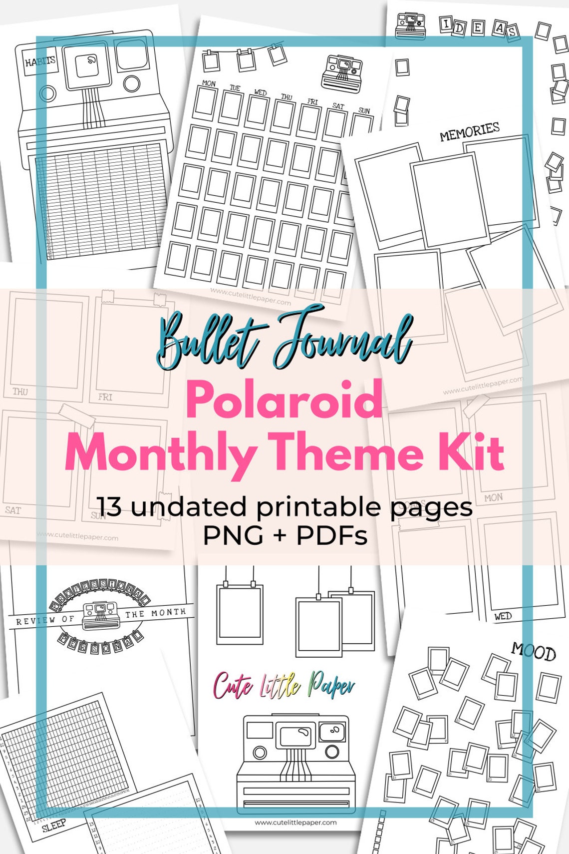 Bullet Journal Polaroid Theme Monthly Set. Printable Bullet - Etsy