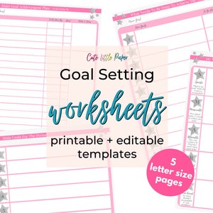 Goal Setting Sheets Printable Template Editable PDF - Etsy