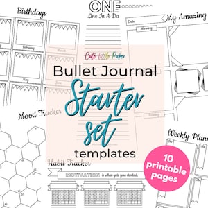Bullet Journal Starter Set - bullet journal pages - printable templates
