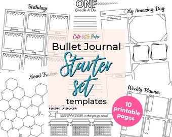 Bullet Journal Starter Set - bullet journal-pagina's - afdrukbare sjablonen