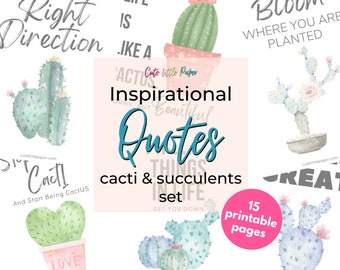 15 Cactus Inspirational Quotes - Printable Planner Divider Pages - Printable Wall Decor