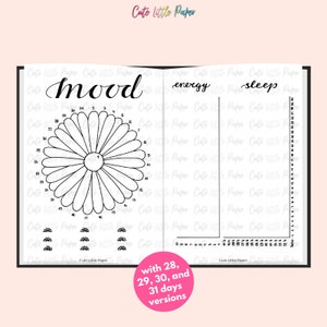 Bullet Journal Daisy Flower Theme Monthly Set. Printable Bullet Journal Pages. BuJo Monthly Spreads. Printable BuJo Templates. image 5