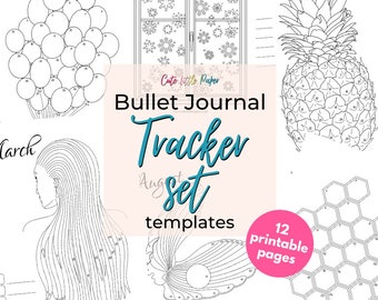Bullet Journal Trackers Bundle - Printable BuJo Inserts Set