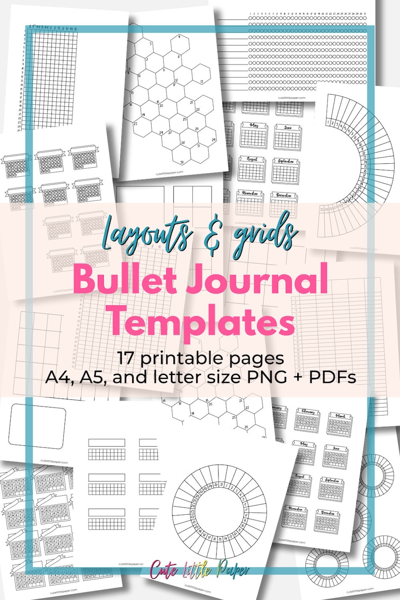 Printable Bullet Journal Templates. Blank BuJo Layouts And Grid Pages Set. Monthly & Yearly Tracker Pages Easy To Customize And Decorate. image 6