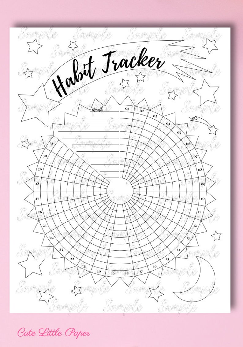 Habit Tracker Template Set monthly 31 day routine log | Etsy