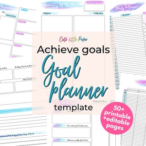 Goal Planner Printable Template fully editable monthly goal image 1