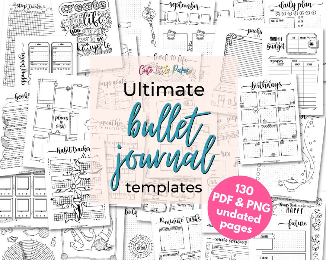 Ultimate Bullet Journal Template Pages. 130 Undated Printable Bujo ...