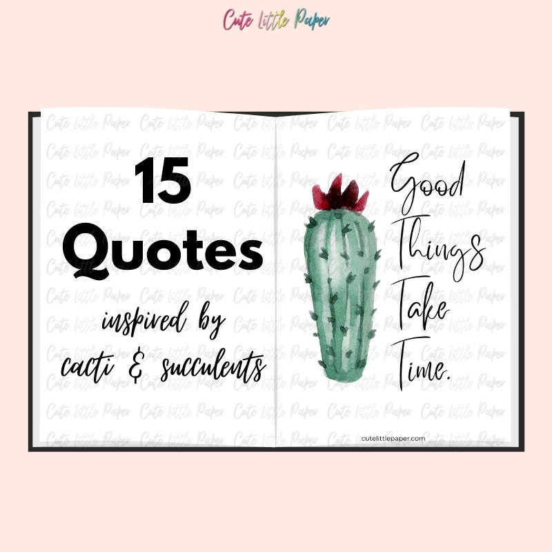 15 Cactus Inspirational Quotes Printable Planner Divider Pages ...
