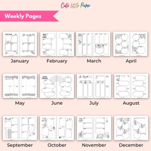 2024 Bullet Journal Monthly Pages Set. 120 printable bujo pages. Sunday and Monday start PDF. 2024 Monthly Planner Pages. 2024 Monthly BuJo. image 4