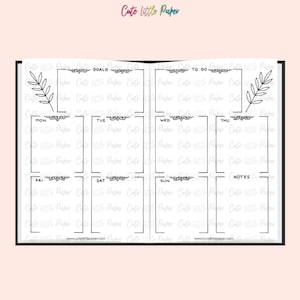 Bullet Journal Tropical Leaves Templates. Printable Bullet Journal Pages. BuJo Monthly Theme Spreads Set. BuJo Kit Digital & Printable. image 8