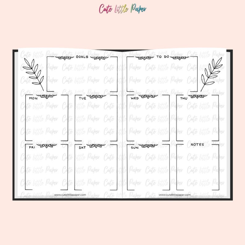 Bullet Journal Tropical Leaves Templates. Printable Bullet Journal Pages. BuJo Monthly Theme Spreads Set. BuJo Kit Digital & Printable. image 8