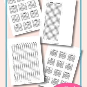 Printable Bullet Journal Templates. Blank BuJo Layouts And Grid Pages Set. Monthly & Yearly Tracker Pages Easy To Customize And Decorate. image 4