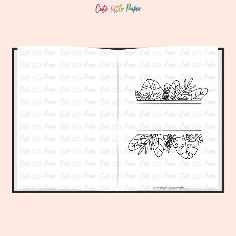 Bullet Journal Tropical Leaves Templates. Printable Bullet Journal Pages. BuJo Monthly Theme Spreads Set. BuJo Kit Digital & Printable. image 2