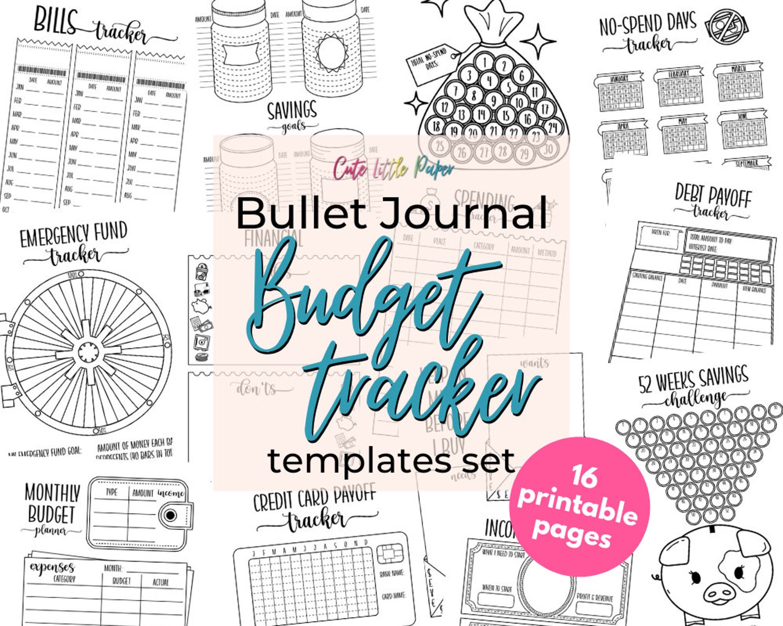 Bullet Journal Budget Tracker & Finance Templates. 16 Printable Pages ...