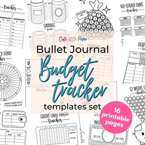Bullet Journal Budget Tracker & Finance Templates. 16 Printable Pages. Budget Planner, Savings Challenge, Bills Tracker, Debt Payoff + MORE!