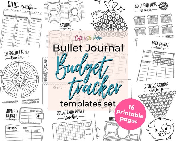 Bullet Journal Budget Tracker &amp; Finance Templates. 16 - Etsy