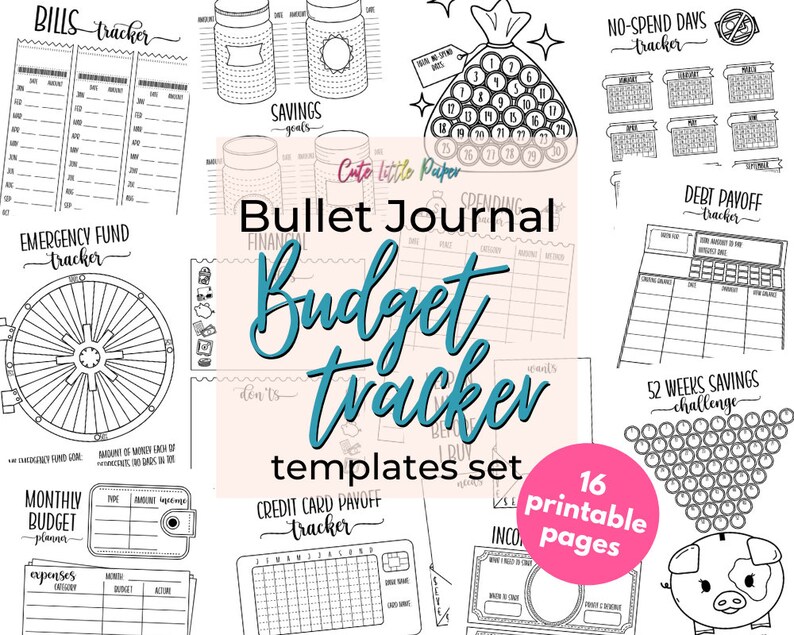 Bullet Journal Budget Tracker &amp; Finance Templates. 16 Printable Pages ...