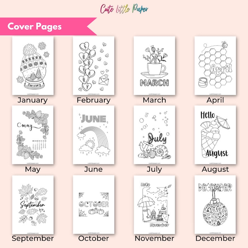 2024 Bullet Journal Monthly Pages Set. 120 printable bujo pages. Sunday and Monday start PDF. 2024 Monthly Planner Pages. 2024 Monthly BuJo. image 2