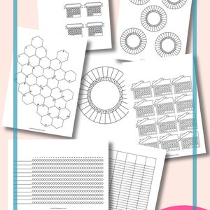 Printable Bullet Journal Templates. Blank BuJo Layouts And Grid Pages Set. Monthly & Yearly Tracker Pages Easy To Customize And Decorate. image 2