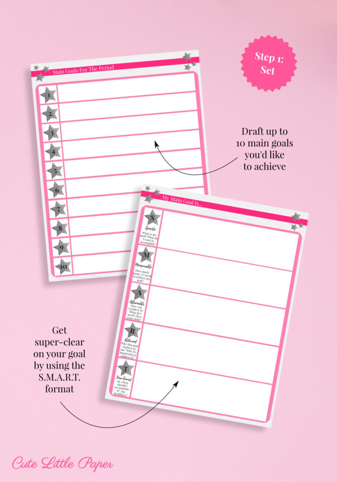Goal Setting Sheets Printable Template, Editable PDF - Etsy