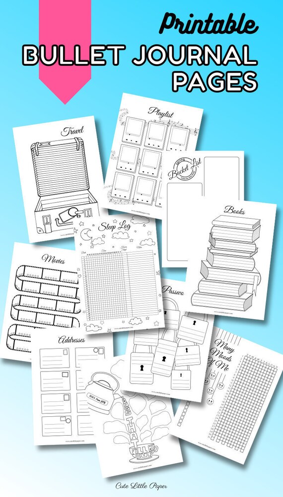 Bullet Journal Pages. Printable Bullet Journal Spreads | Etsy