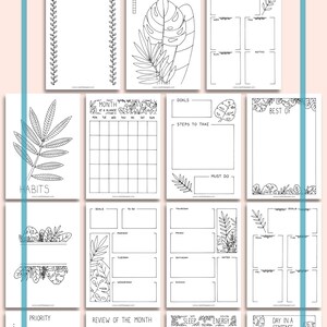 Bullet Journal Tropical Leaves Templates. Printable Bullet | Etsy