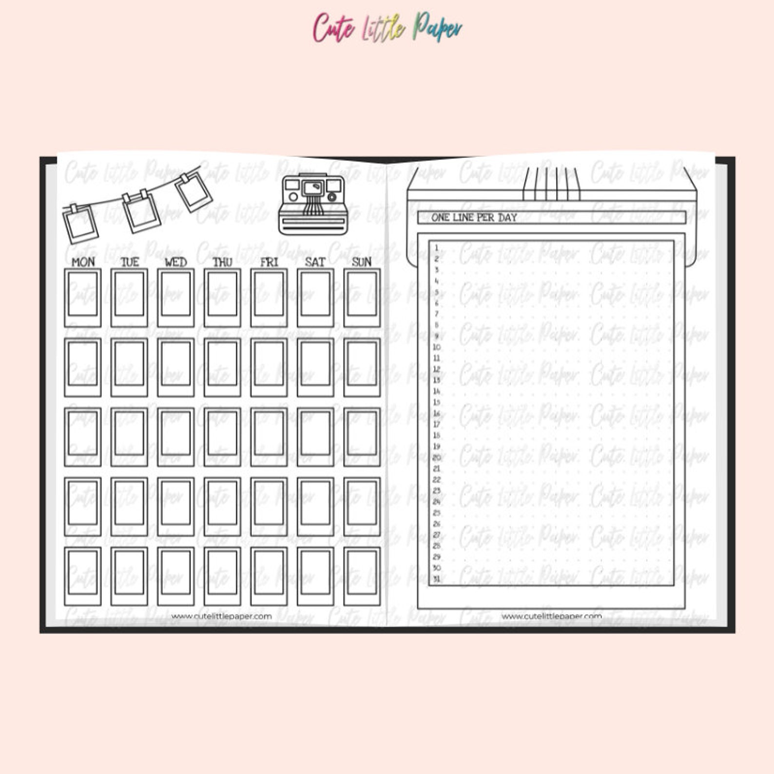 Bullet Journal Polaroid Theme Monthly Set. Printable Bullet Journal ...