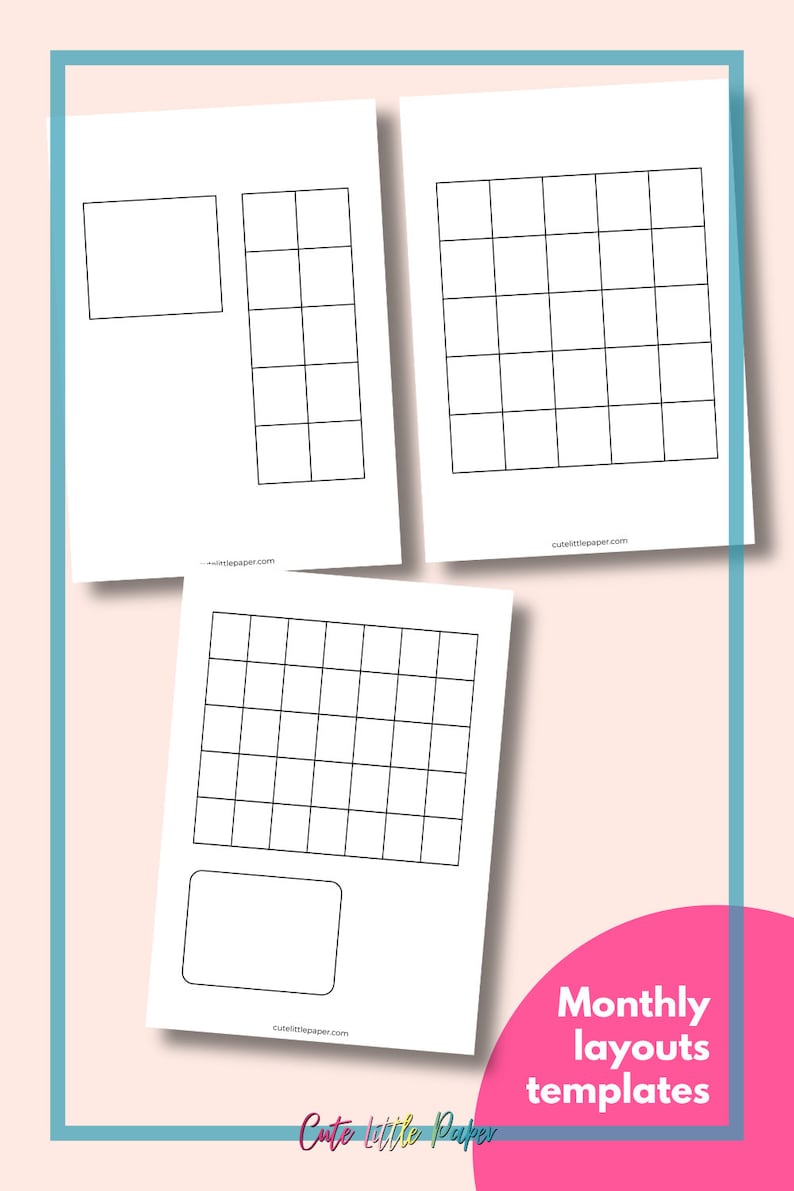 Printable Bullet Journal Templates. Blank BuJo Layouts And Grid Pages Set. Monthly & Yearly Tracker Pages Easy To Customize And Decorate. image 5