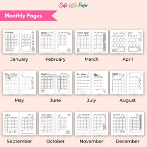 2024 Bullet Journal Monthly Pages Set. 120 printable bujo pages. Sunday and Monday start PDF. 2024 Monthly Planner Pages. 2024 Monthly BuJo. image 3