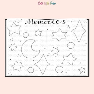 BuJo Monthly Spread Pages. Printable Bullet Journal Templates. January Bullet Journal Stars Theme. image 9