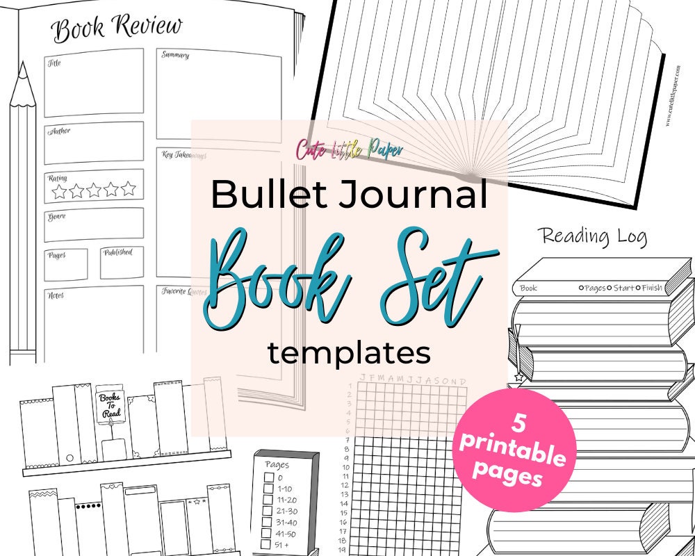 Bullet Journal Book Set Books to Read, Reading Tracker, Reading