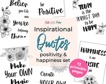 Printable Motivational Quotes Set. Inspirational Quotes Positive. Printable Black And White Quotes Floral. Short Positive Quotes For Women.