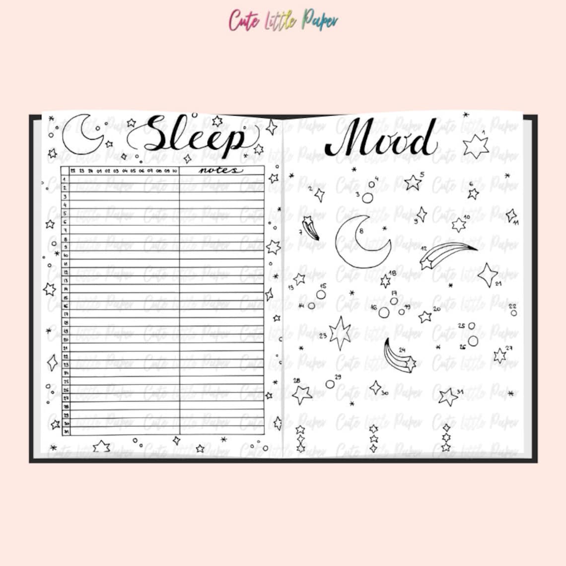 Bujo Monthly Spread Pages. Printable Bullet Journal Templates. | Etsy