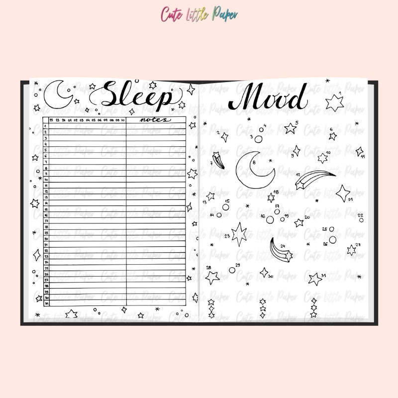 Bujo Monthly Spread Pages. Printable Bullet Journal Templates. - Etsy