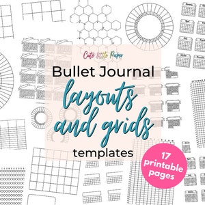 Printable Bullet Journal Templates. Blank BuJo Layouts And Grid Pages Set. Monthly & Yearly Tracker Pages Easy To Customize And Decorate.