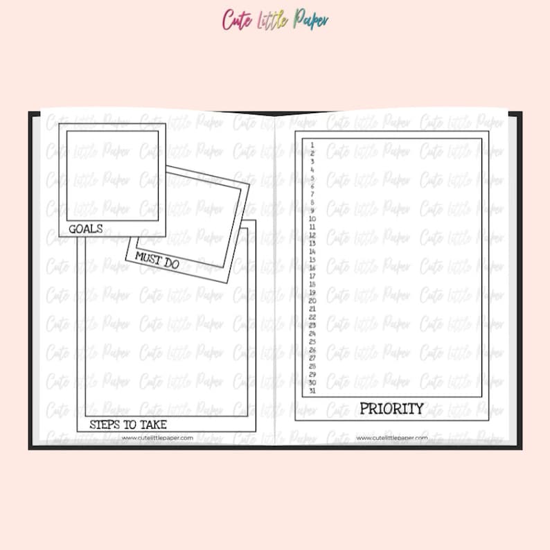 Bullet Journal Polaroid Theme Monthly Set. Printable Bullet Journal ...