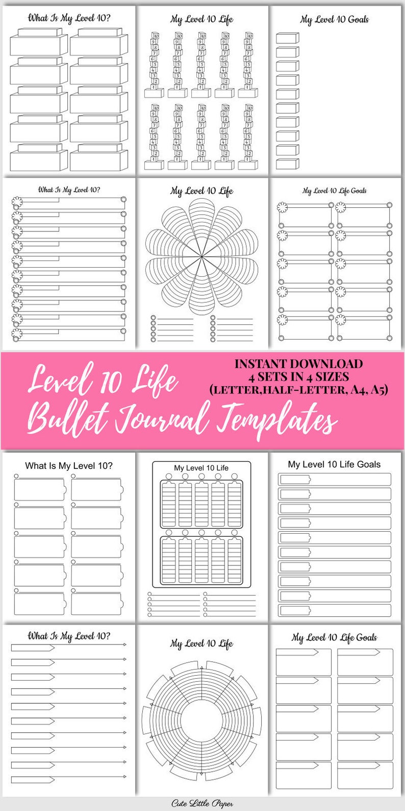 Level 10 Life Printable Bullet Journal Template Set image 6