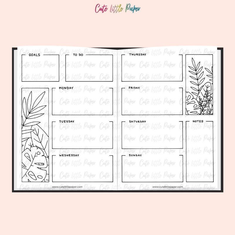 Bullet Journal Tropical Leaves Templates. Printable Bullet - Etsy
