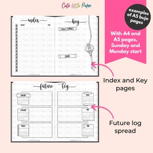 2024 Bullet Journal Template. 40 pages printable PDF. A4 & A5. Sunday and Monday start. 2024 Planner BuJo Spreads. 2024 Bullet Journal Kit. image 2