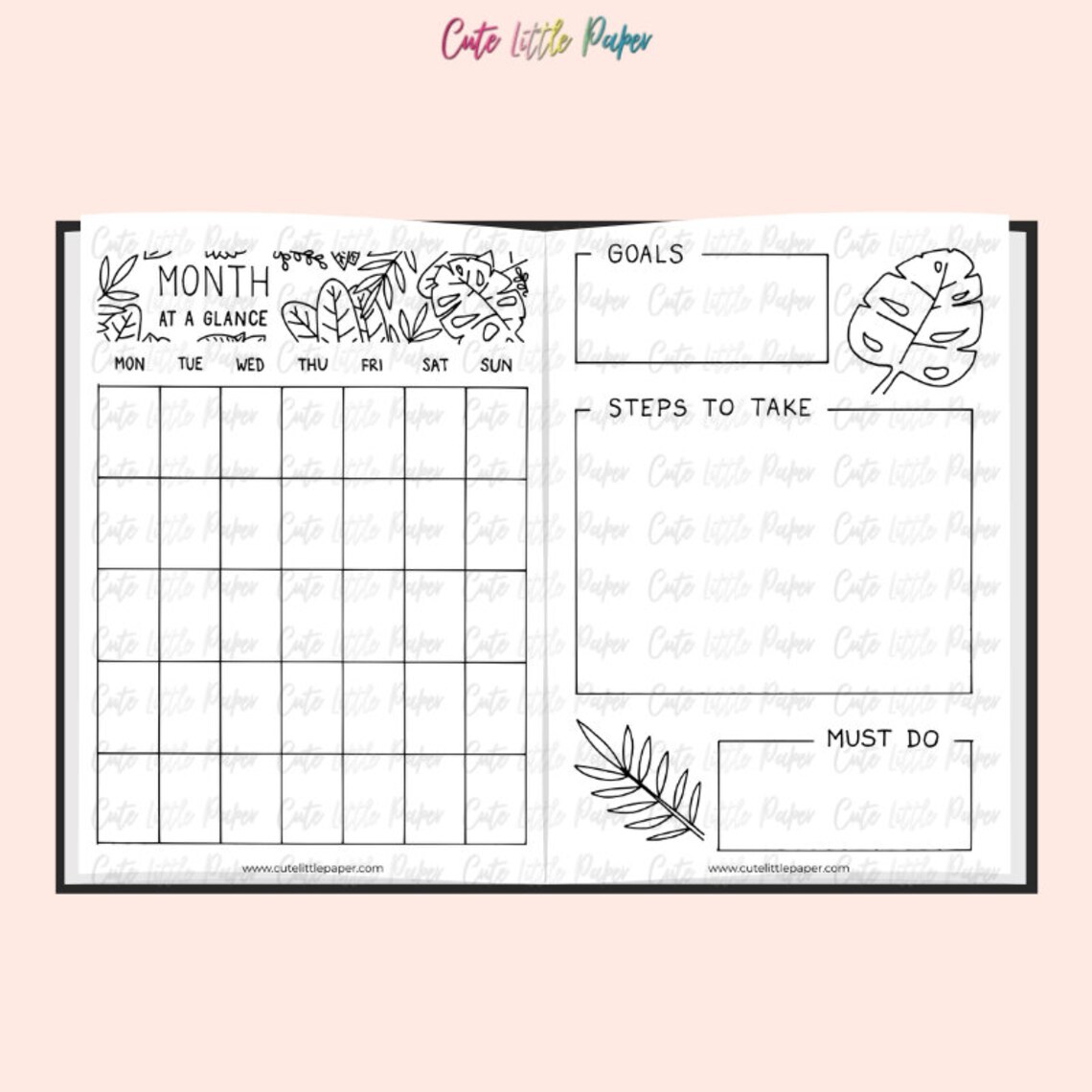 Bullet Journal Tropical Leaves Templates. Printable Bullet - Etsy