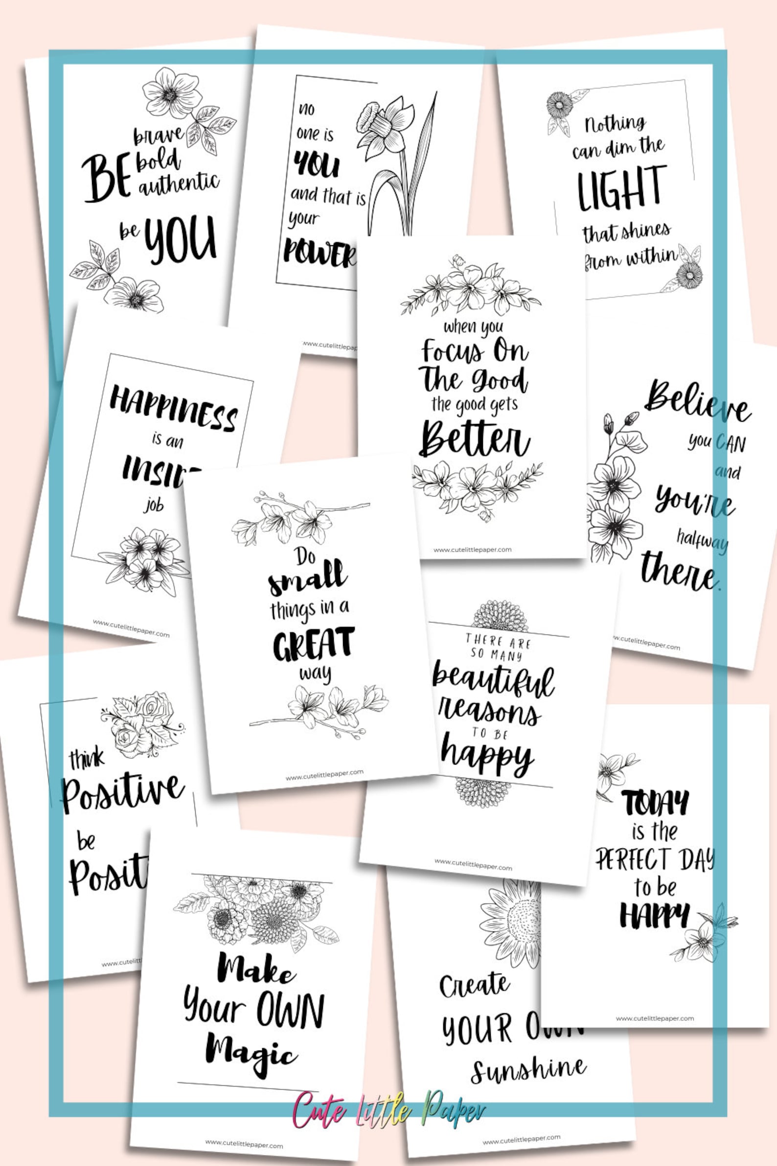 Printable Motivational Quotes Set. Inspirational Quotes Positive