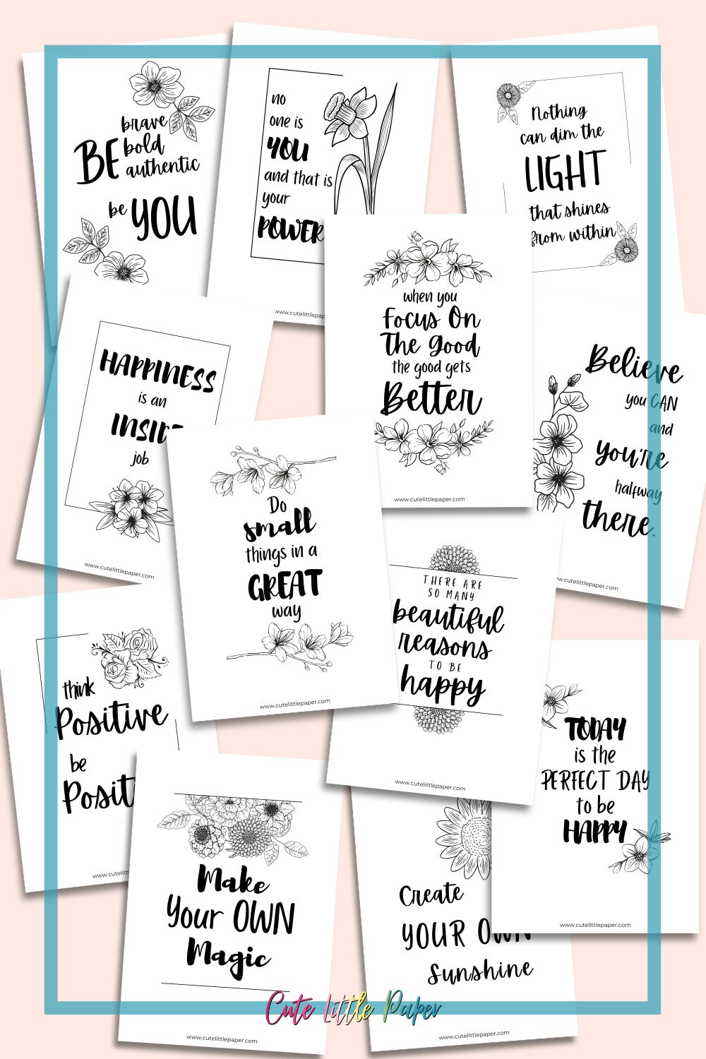 Printable Motivational Quotes Set. Inspirational Quotes Positive ...