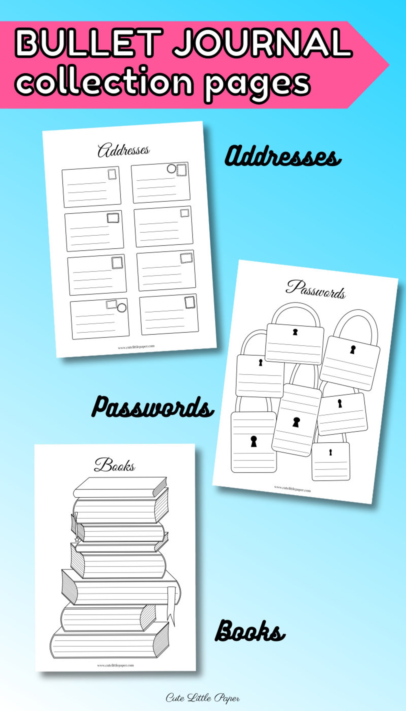 Bullet Journal Pages. Printable Bullet Journal Spreads | Etsy