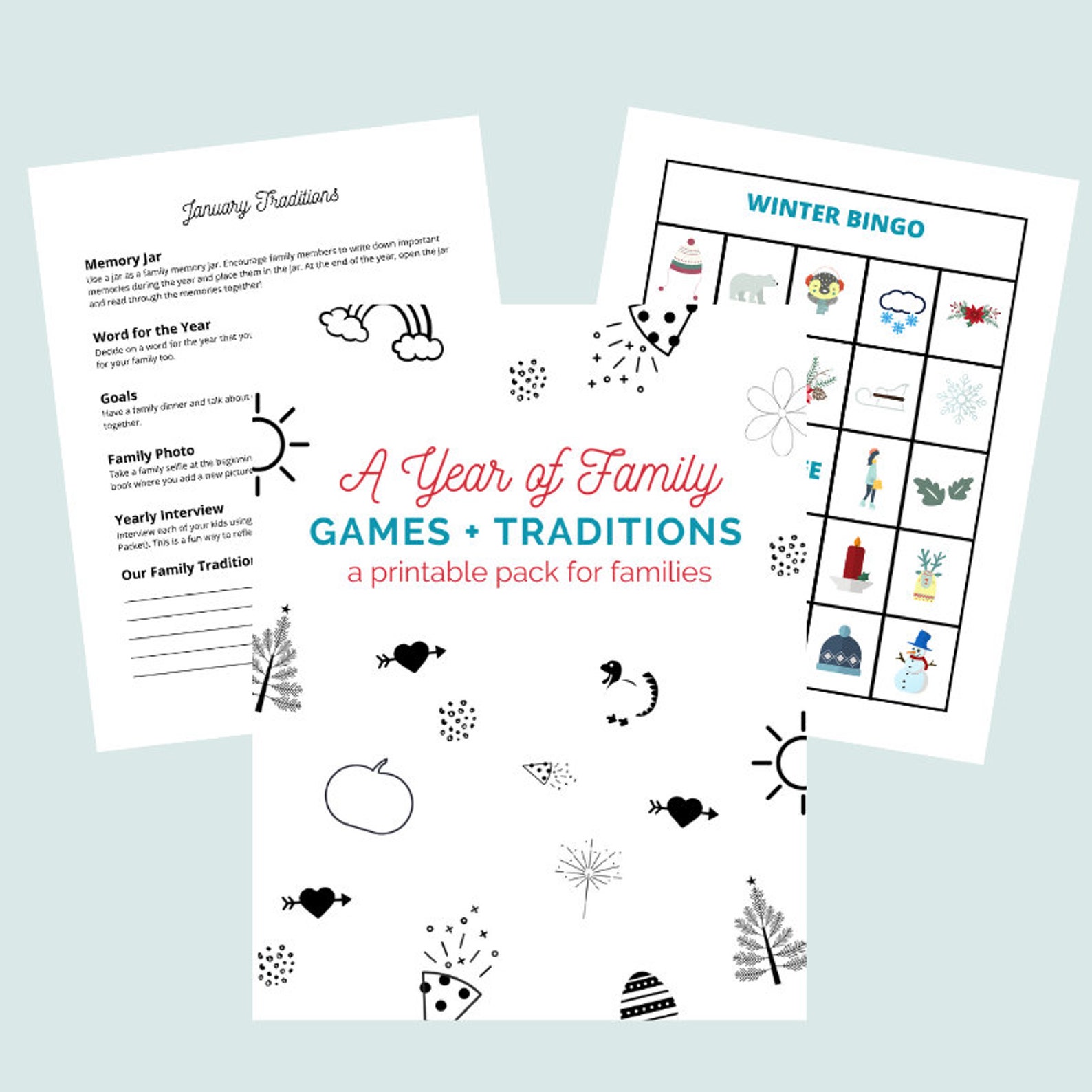 PRINTABLE Family Games, Family Night, Family Activity, Printable Games