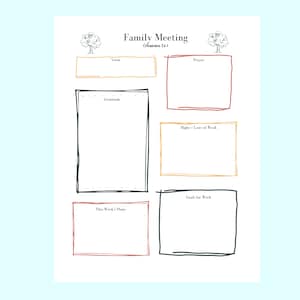 PRINTABLE Family Meeting Kit, Bible Verses for Families, Weekly Family Meeting Plan