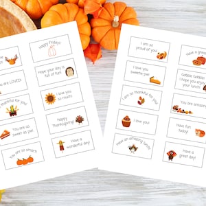 PRINTABLE Thanksgiving Lunch Box Notes, Lunch Box Notes for Kids, Notes for Kids