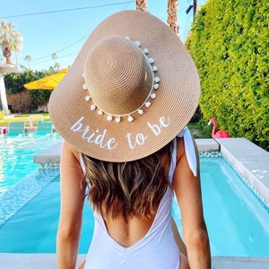 Bride To Be Sun Hat Embroidered, Adjustable Bachelorette Party Beach Hats Bridal, Bridesmaids Gifts, Favors, Accessories, Decorations, image 1