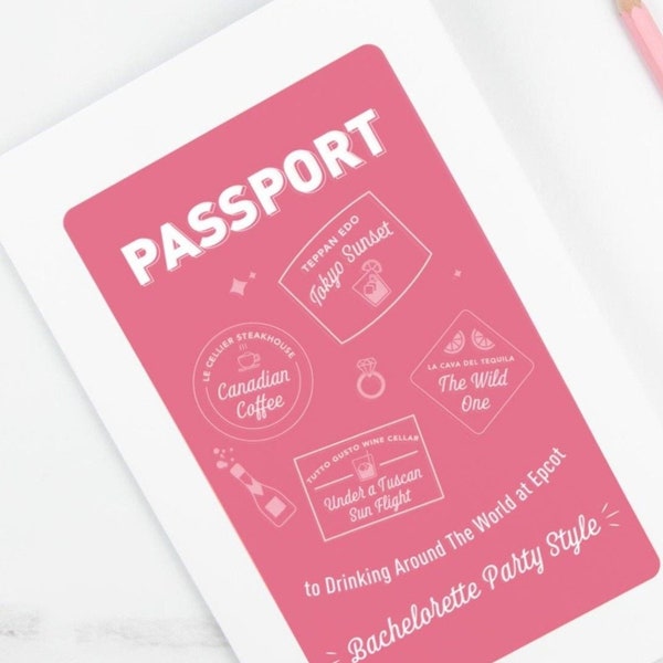 Drink Around The World Passport Booklet, Park Checklist  | Bachelorette Party Printable PDF | Instant Download | Orlando Park Activities